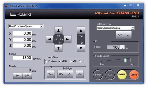 панель управления VPanel для станка SRM-20