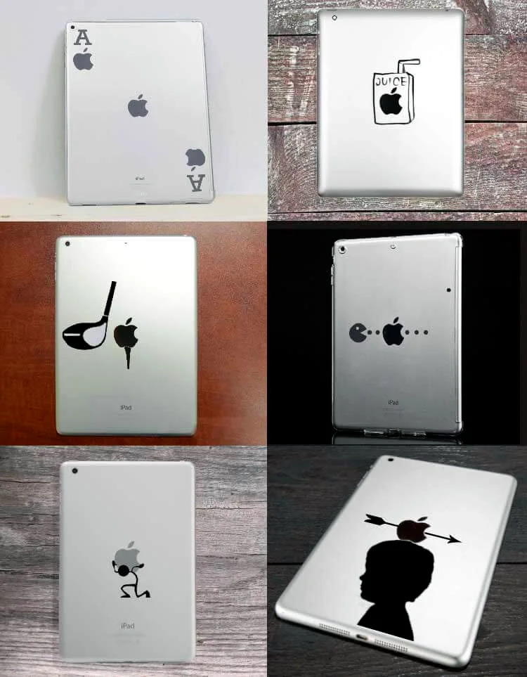 напечатанная графика на iPad'ах, которая интегрируется с логотипом Apple